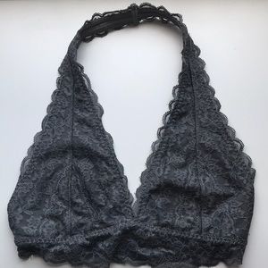 gray Gilly Hicks lace halter bralette, size xs